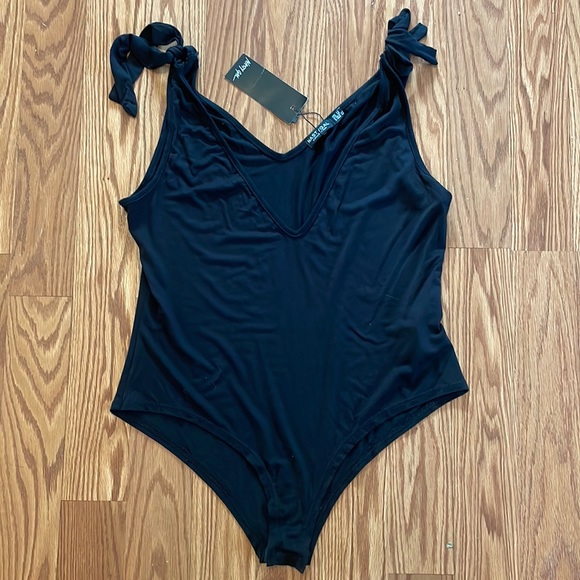 Nasty Gal Tops - NWT Nasty Gal Black It Must V Love Plunging V-Neck Bodysuit Size U.S. 10